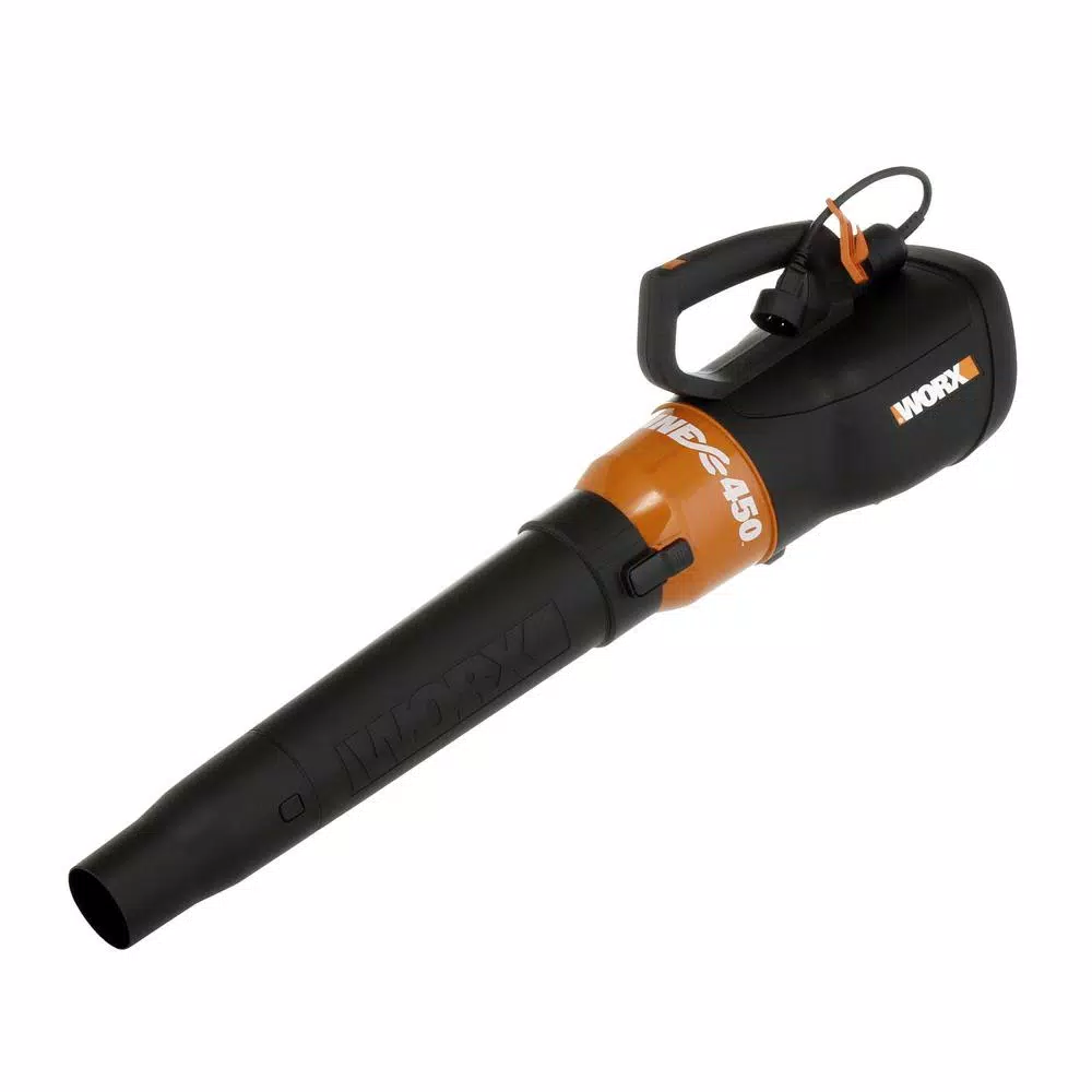 WORX WG519 7.5 Amp Electric Handheld Leaf Blower, 120 mph, 450 CFM, 2-Speed Turbine Technology