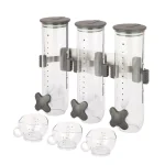 Honey-Can-Do SmartSpace Edition Wall-Mounted Triple Cereal Dispenser - Stainless Steel Dry Food Dispenser thumbnail 2