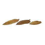 LITTON LANE Large Rustic Leaf-Shaped Natural Teak Wood Serving Trays, Set of 3 thumbnail 2