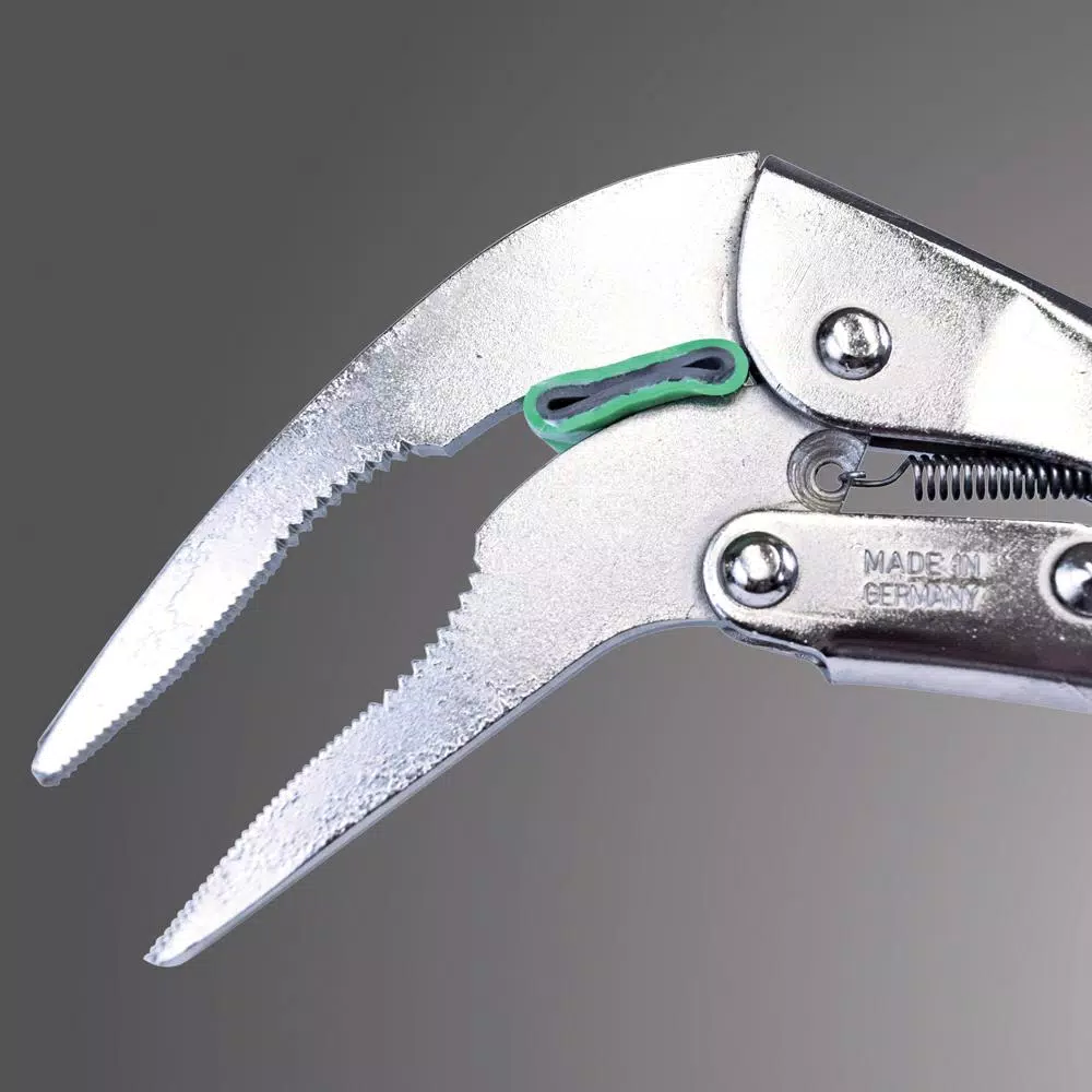 KNIPEX 10 in. Angled Long Nose Locking Pliers with Adjustment Screw
