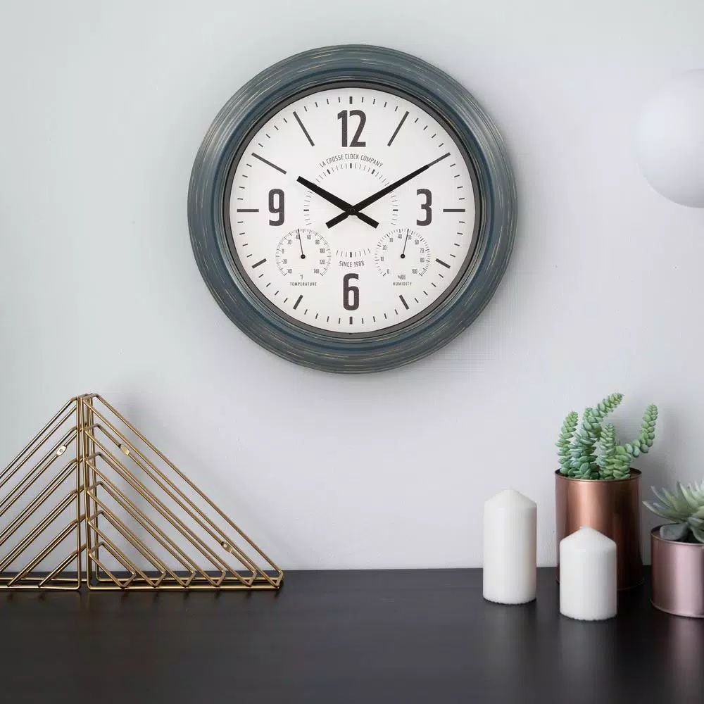 La Crosse Technology La Crosse Clock Company 18 in. Hamilton Metal Analog Quartz Indoor/Outdoor Wall Clock