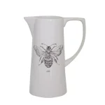 3R Studios 64 fl. oz. White Ceramic Pitcher with Bee Image thumbnail 1