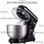 VIVOHOME 650W 6 Qt. Tilt-Head Kitchen Stand Mixer with 6 Speeds and Stainless Steel Bowl, Black thumbnail 6