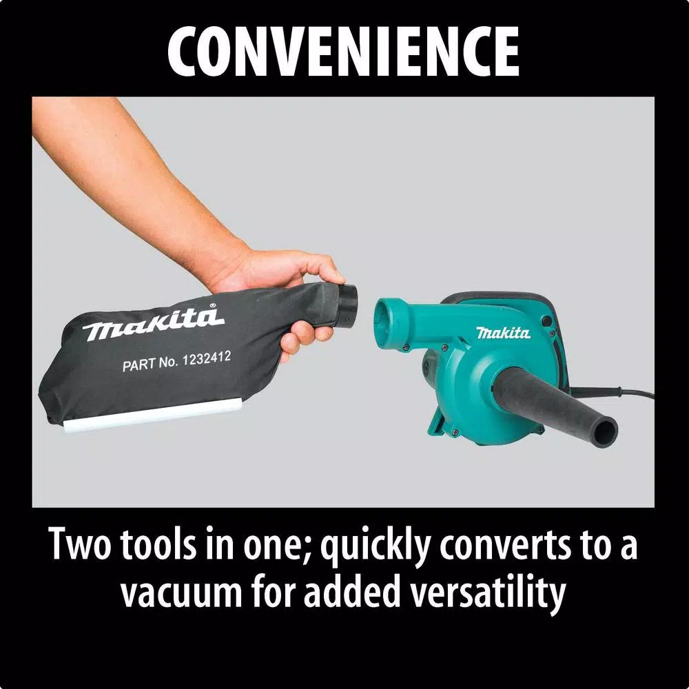 Makita UB1103 6.8 Amp Electric Handheld Blower and Vacuum, 203 MPH, 145 CFM