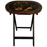 Oriental Furniture 4-Pack Rosewood Folding TV Trays with Antique Gold Bamboo & Butterfly Motif thumbnail 3
