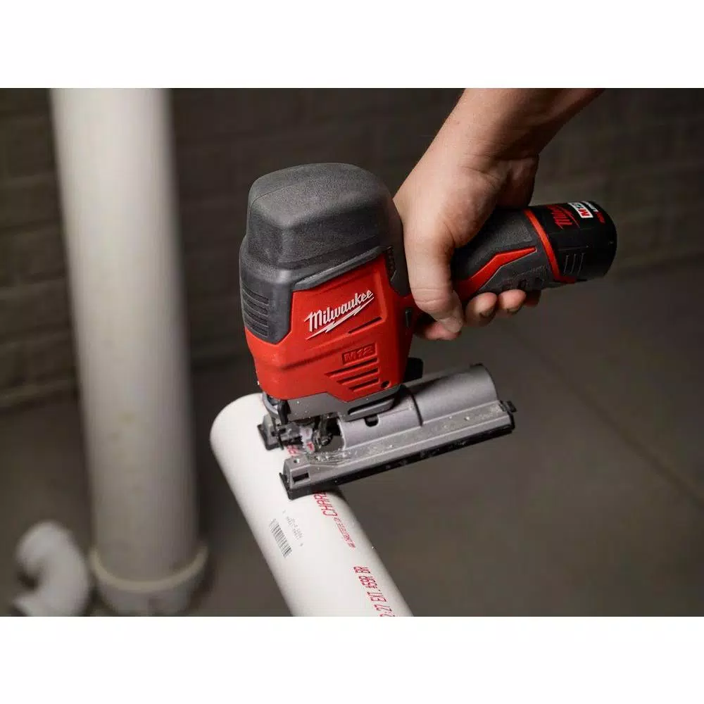 Milwaukee M12 12V Lithium-Ion Cordless Jig Saw Kit with 1.5 Ah Battery, Charger, and Tool Bag
