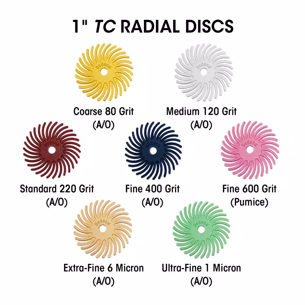 Dedeco Sunburst 5/8 in. Radial Discs, 220-Grit Ceramic Abrasive, 12-Pack