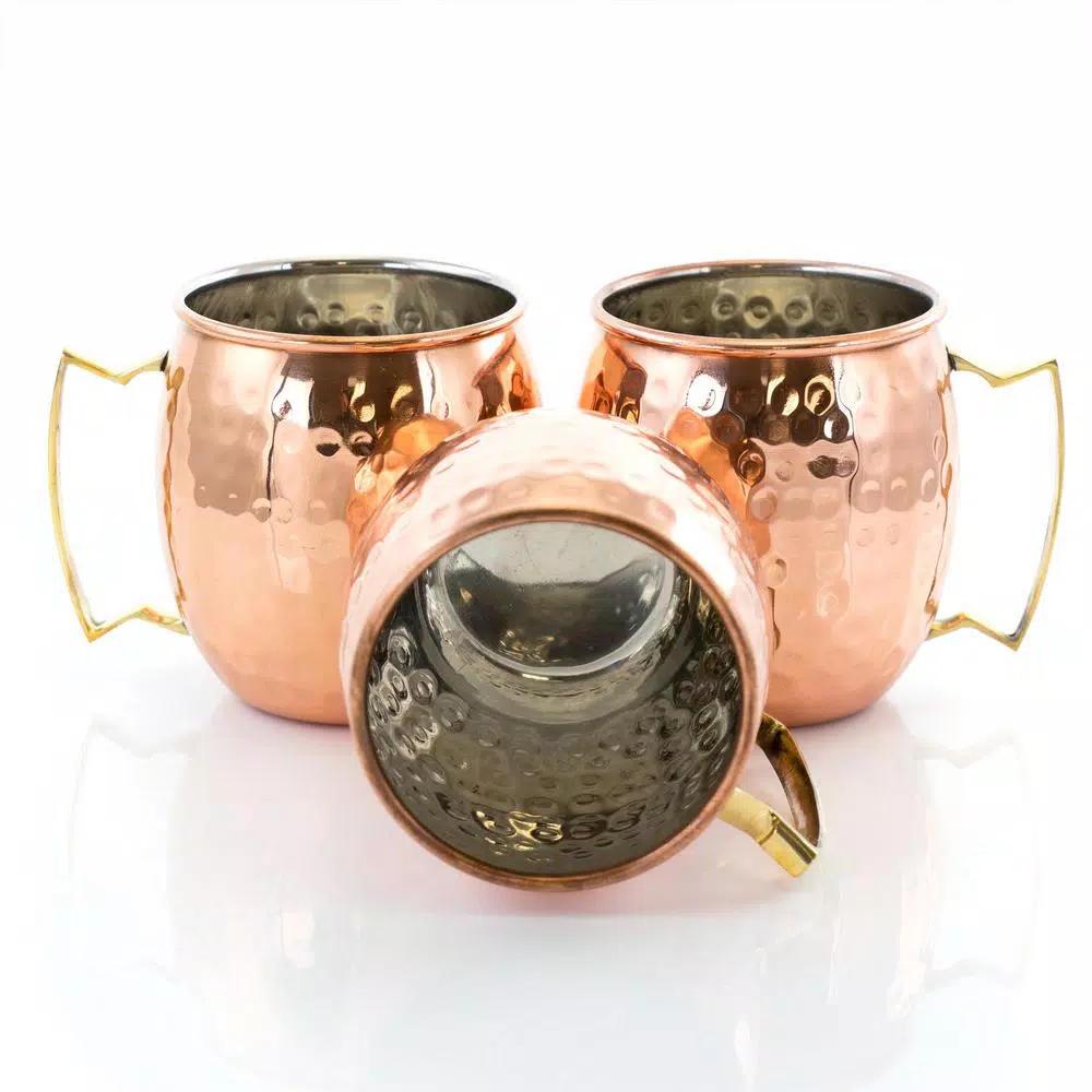 Gibson Elite 18 oz. Hammered Brass Copper Mule Mugs, 8-Piece Set
