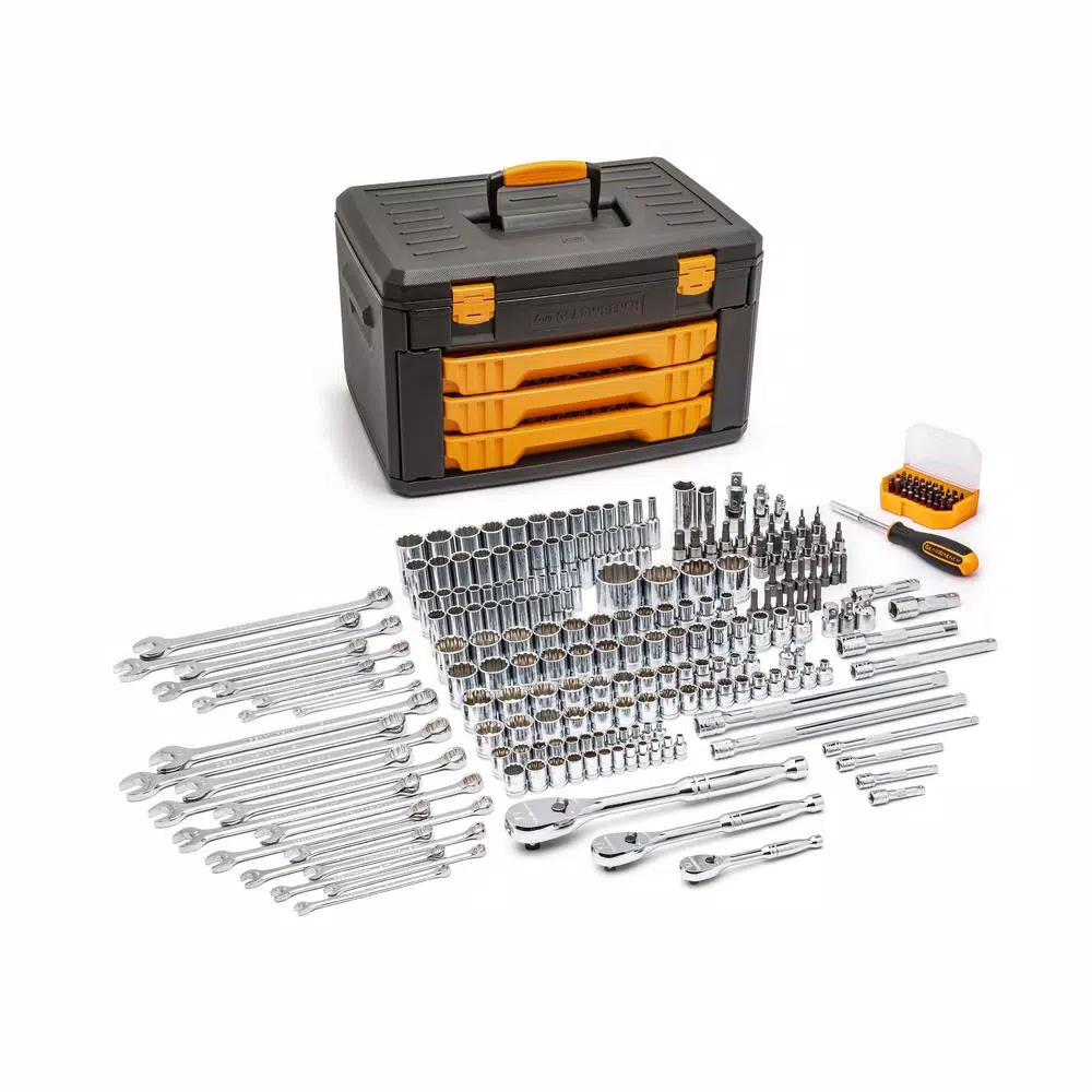 GearWrench 243-Piece 12-Point Mechanics Tool Set with 3-Drawer Storage Box