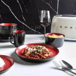 STONE LAIN 32-Piece Red and Black Stoneware Dinnerware Set, Service for 8 thumbnail 6