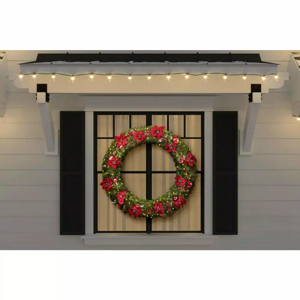Home Accents Holiday Home Accent Holidays 48 in. Berry Bliss Pre-Lit LED Artificial Christmas Wreath