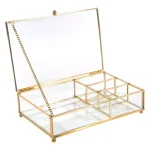 Home Details Vintage 4-Compartment Gold Glass Keepsake Box thumbnail 2