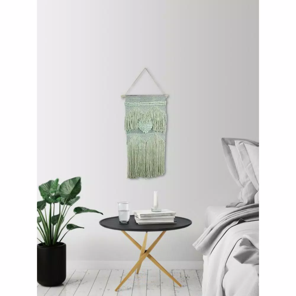 Unbranded Marmont Hill Green Heart Macrame Wall Tapestry - Hand Woven Cotton Wall Hanging
