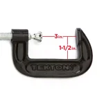 TEKTON 3-Piece Malleable Iron C-Clamp Set, 1 in. to 3 in. thumbnail 7