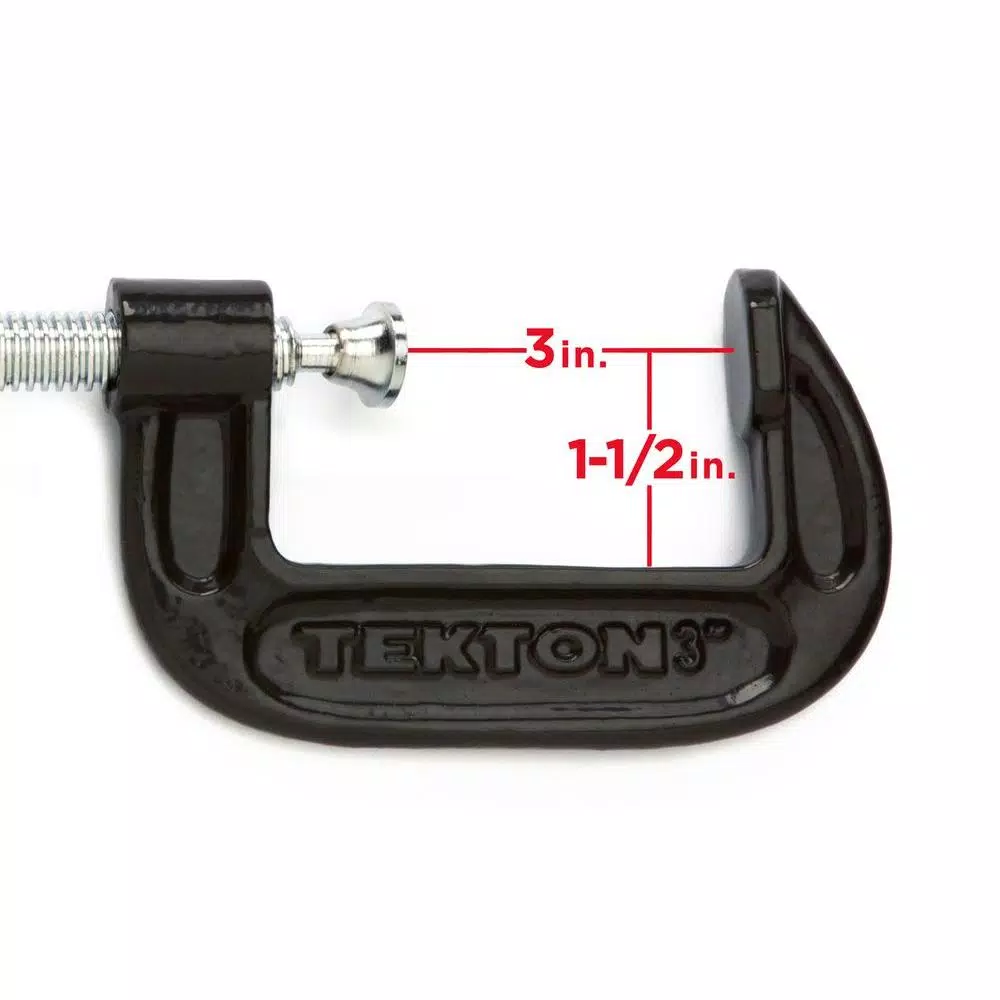 TEKTON 3-Piece Malleable Iron C-Clamp Set, 1 in. to 3 in.