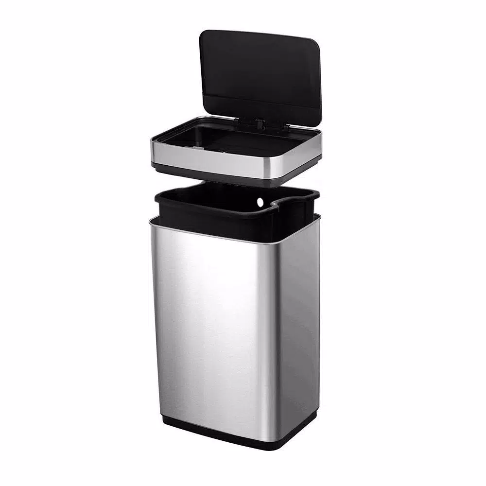 Boyel Living 13 Gallon Automatic Touchless Infrared Motion Sensor Stainless Steel Garbage Can, Silver