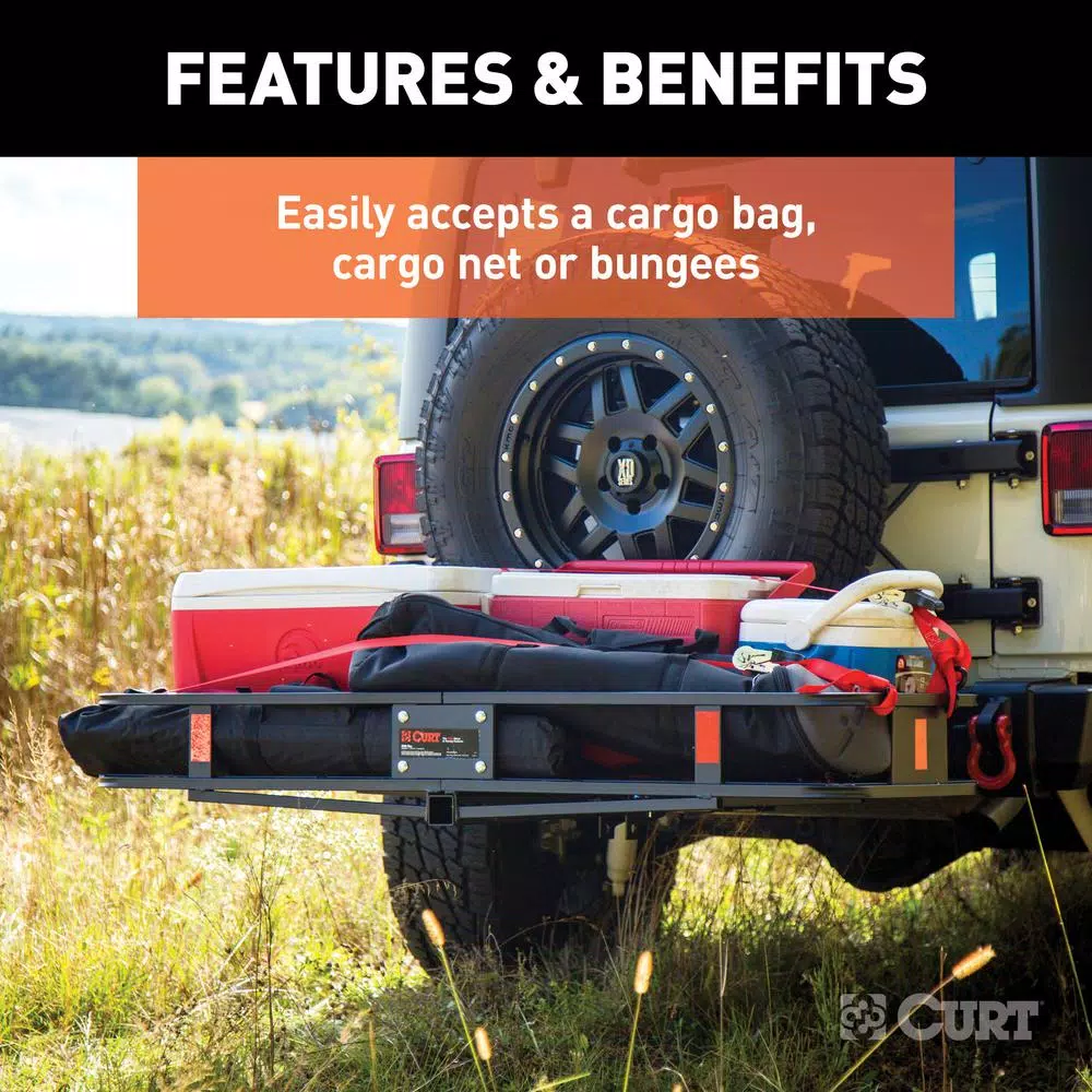 CURT Steel Wide Basket Style Hitch Cargo Carrier, 500 lb. Capacity, 2 in. Receiver