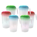 LavoHome 1 Gallon Clear Plastic Pitcher Jugs with Lids, 6-Pack, Assorted Colors thumbnail 1