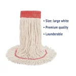 Boardwalk Super Loop Large Cotton/Synthetic Wet Mop Head, White (12-Pack) thumbnail 3