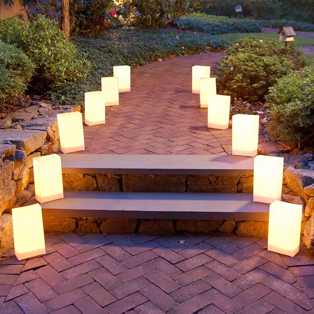 LUMABASE Luminaria White Plastic Walkway Bags, 3.5 in. x 10 in., 100-Pack