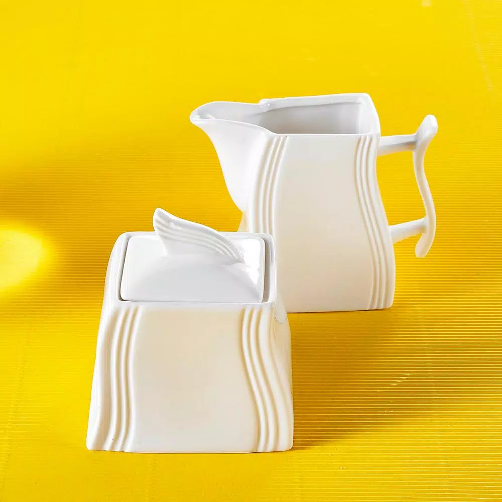 MALACASA White Porcelain Creamer Jug and Sugar Jar Set (2-Piece)