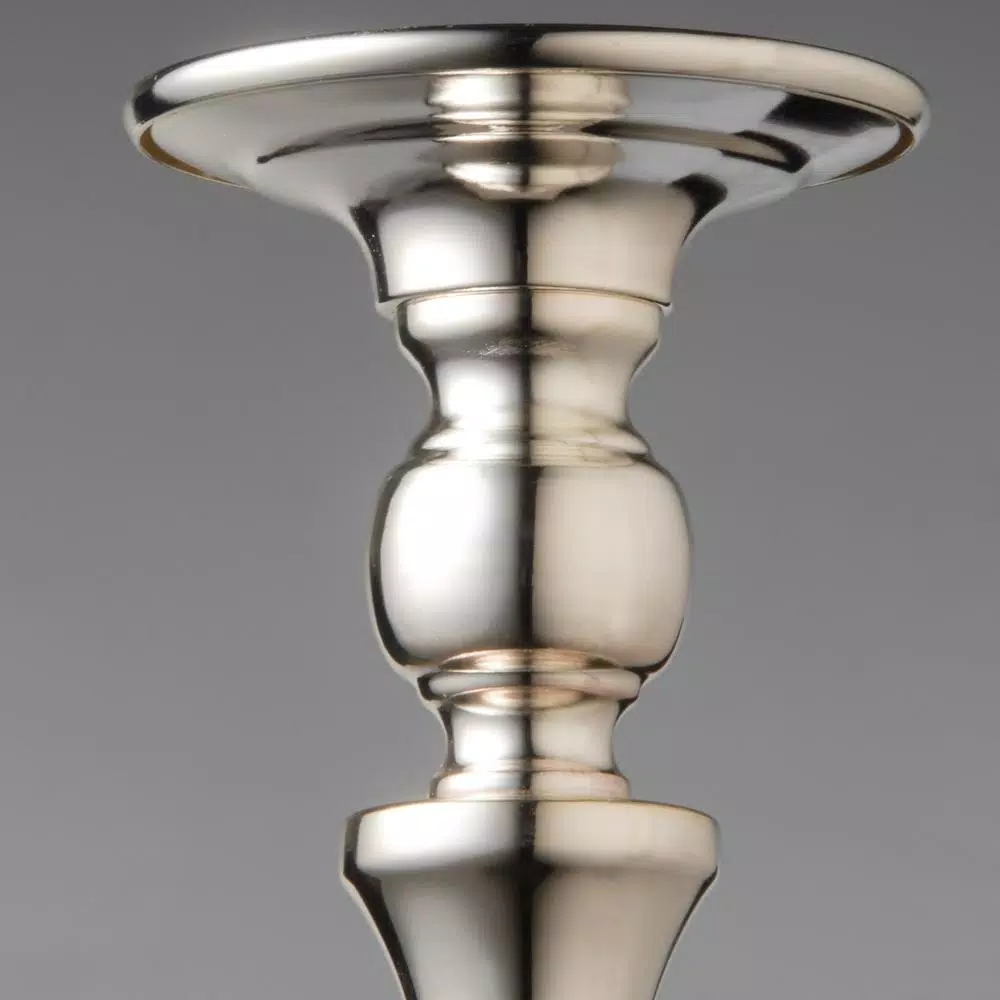 Unbranded Silver Wedding Candle Holder Set of 2 - Polished Chrome Steel Pillar Candlesticks