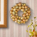 Unbranded 12 in. Gold and Pearl Egg Wreath with Woven Branch and Vine Accents thumbnail 4