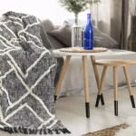 LR Home Contemporary Black and White Geometric Tufted Cotton Throw Blanket thumbnail 5