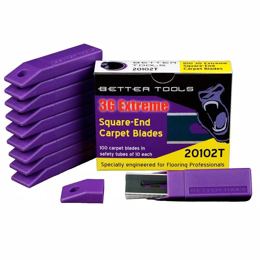 Better Tools Gorilla Blades 0.017 in. Square End Slotted Carpet Blades, High Carbon Blue Steel (100-Count Box)