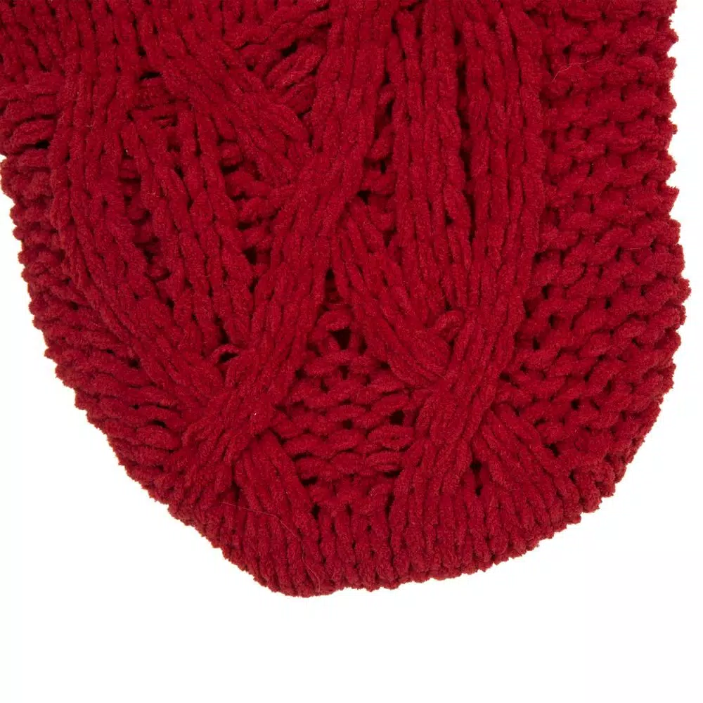 Glitzhome 22 in. Red Knitted Chenille Polyester Christmas Stocking