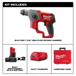 Milwaukee M12 FUEL 12V SDS-Plus Brushless Cordless Rotary Hammer Kit with (2) 4.0 Ah Batteries & Case thumbnail 2