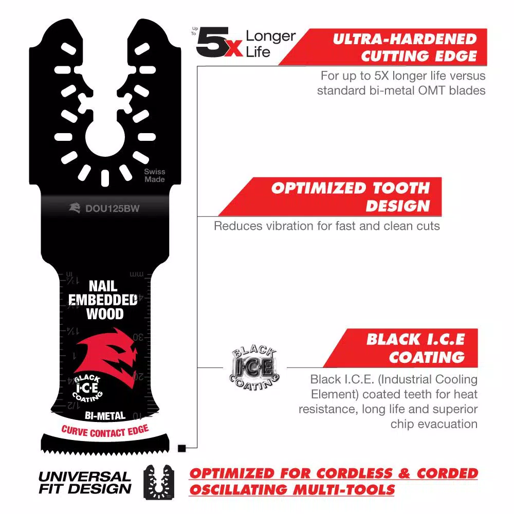 Diablo 1-1/4 in. Universal Fit Bi-Metal Oscillating Blade for Nail-Embedded Wood
