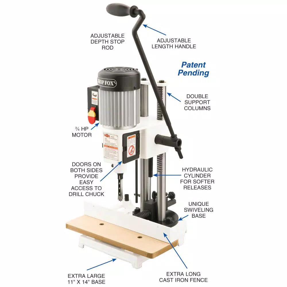 Shop Fox 3/4 HP Heavy-Duty Benchtop Mortising Machine with 1/2 in. Chuck