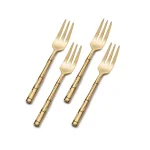 Wallace Gold-Plated Bamboo Design 18/10 Stainless Steel Cocktail Fork Set, Service for 4 thumbnail 2