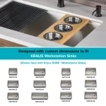 Kraus 16.75 in. Bamboo Workstation Kitchen Sink Serving Board Set with 3 Stainless Steel Prep Bowls thumbnail 4