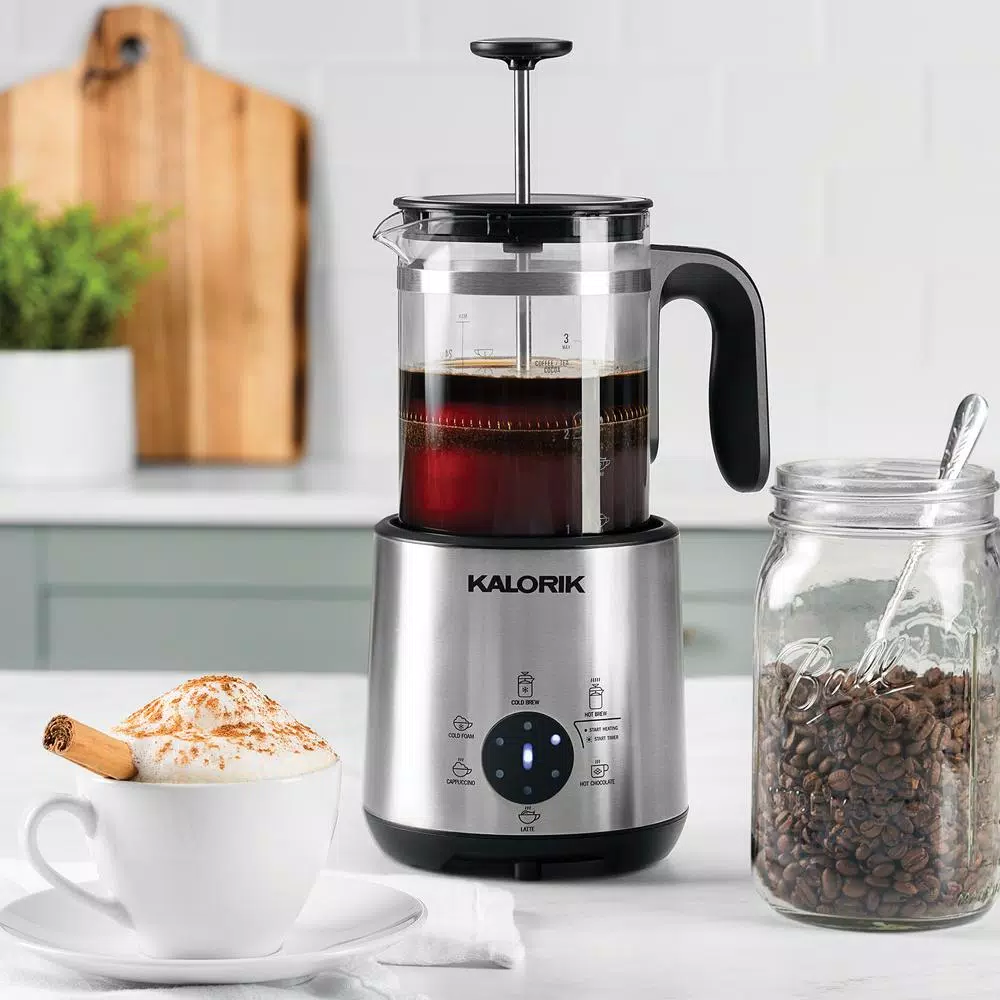 KALORIK Bartista 8-in-1 Electric French Press Coffee Maker, 24 oz. Stainless Steel