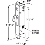 Prime-Line Steel Mortise Lock for Sliding Patio Doors, 3-11/16 in. Hole Centers, Vertical Keyway, Stainless Steel Finish thumbnail 2