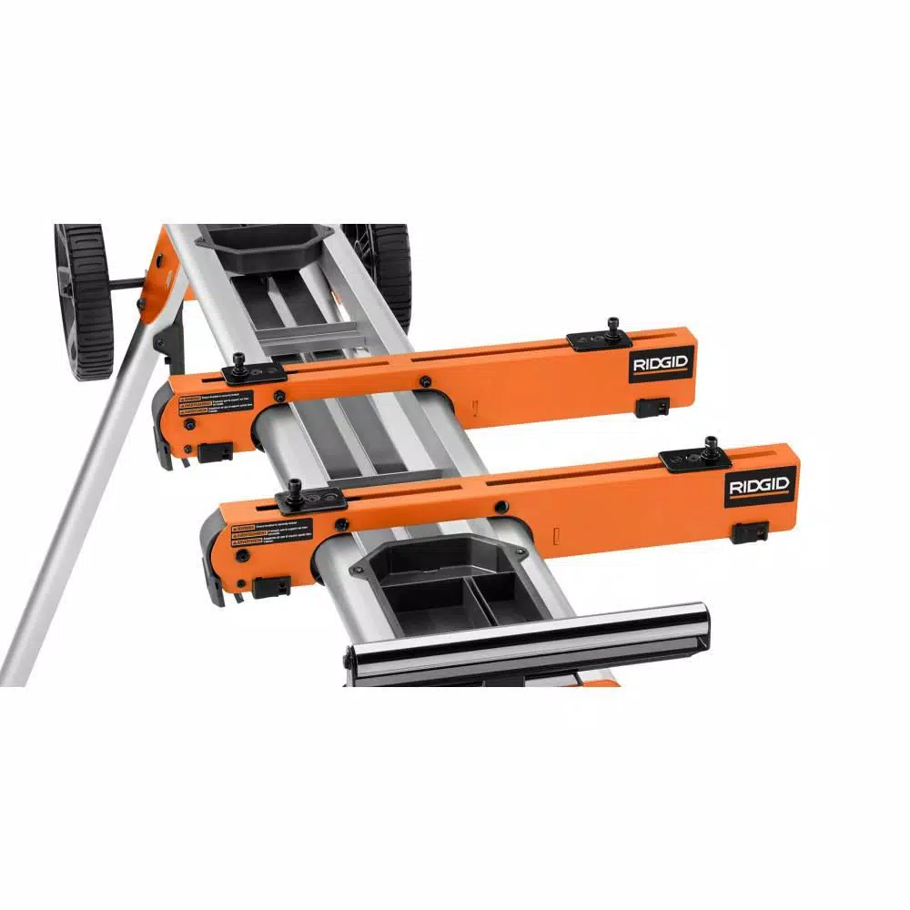 RIDGID 10 in. 15 Amp Dual Miter Saw with LED Cut Line and Professional Compact Miter Saw Stand Combo
