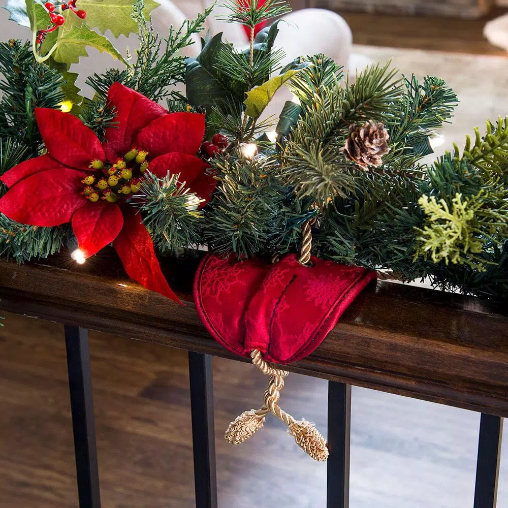 Village Lighting Company Red Snowflake Pattern Banister Garland Ties - Pack of 3