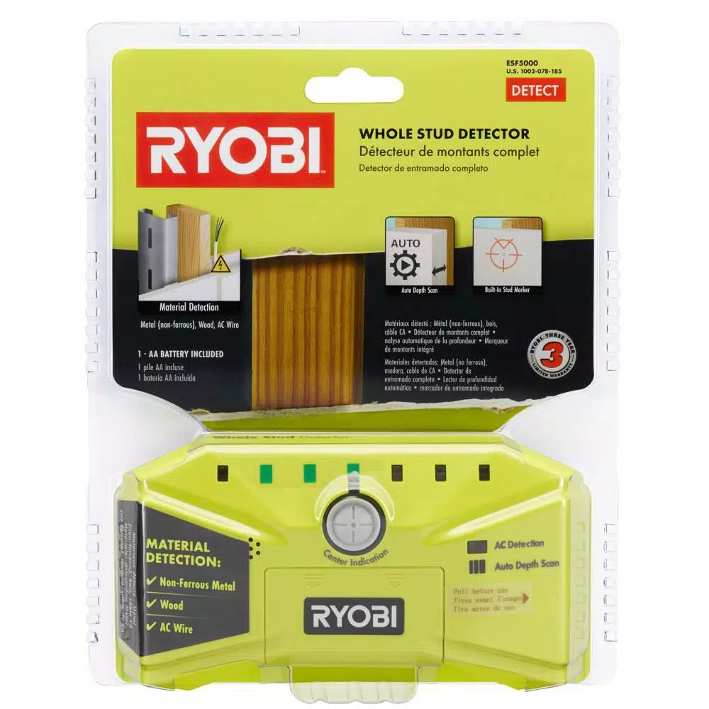 RYOBI ESF5001 LED Whole Stud Detector with Auto Depth Scan