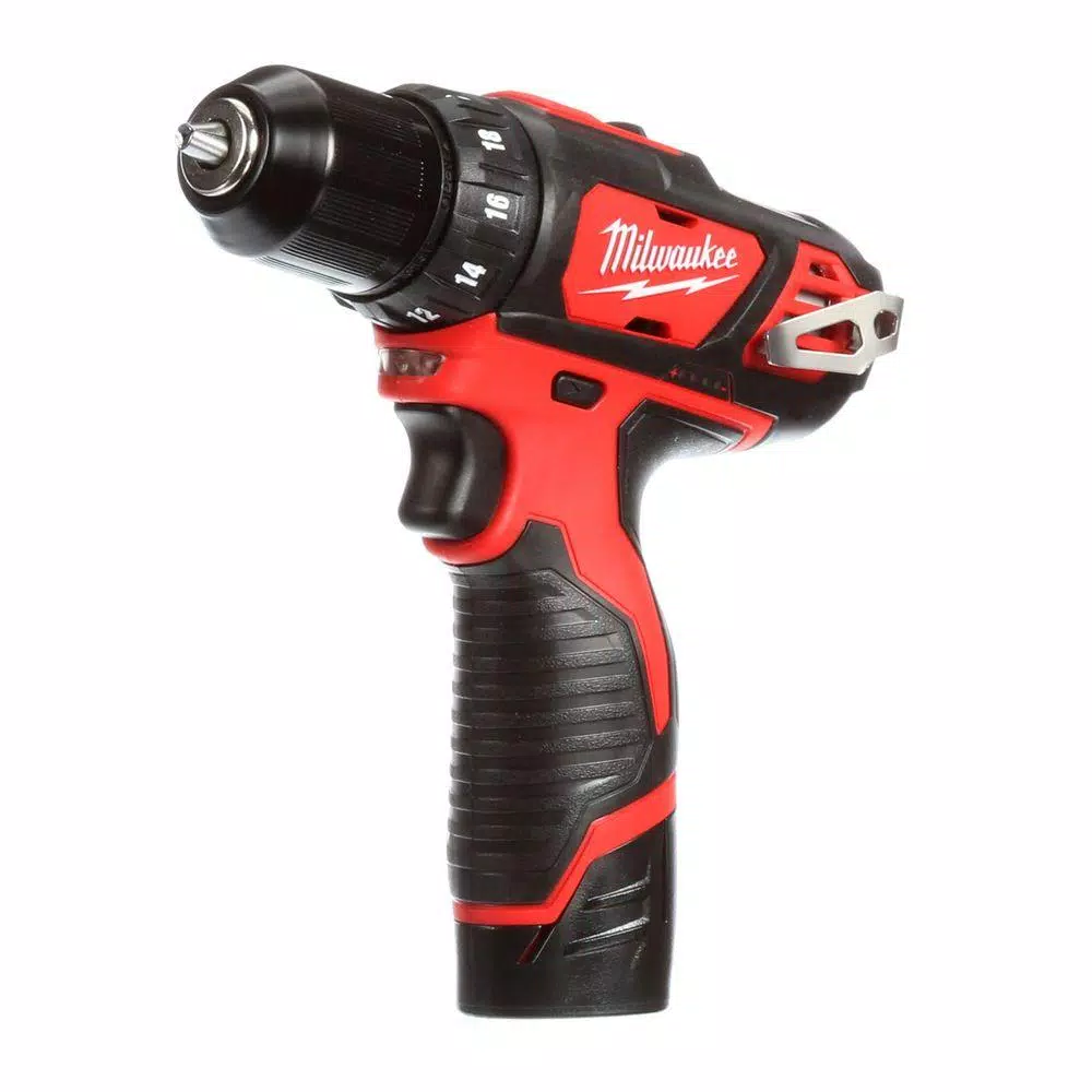 Milwaukee M12 12V Lithium-Ion Cordless 3/8 in. Drill/Driver Kit with Two 1.5 Ah Batteries, Charger and Bag