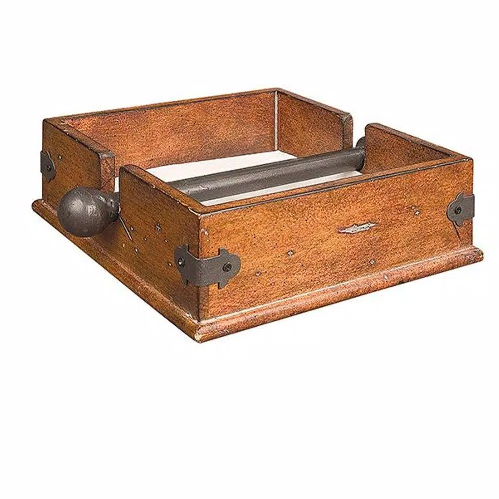 3R Studios Rustic Brown Chinese Walnut and Metal Decorative Napkin Holder