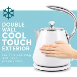 Elite Platinum 1.2L White Cool-Touch Stainless Steel Electric Kettle, 1350W thumbnail 4