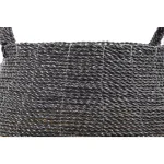 LITTON LANE Round Banana Leaf and Polypropylene Wicker Storage Baskets with Handles, Set of 2 thumbnail 5