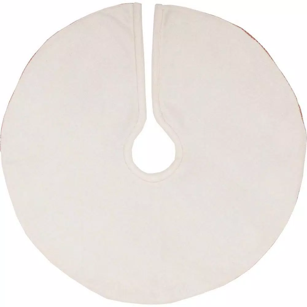VHC Brands 21 in. Let It Snow Apple Red & Almond Farmhouse Christmas Mini Tree Skirt