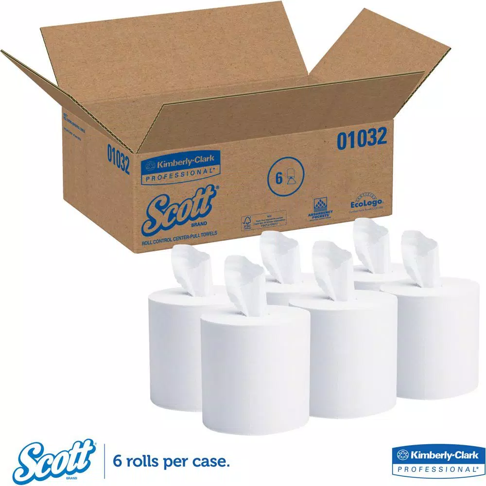 Scott Roll Control Center-Pull Paper Towels, 700 Sheets Per Roll, White