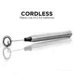 Ovente Electric Stainless Steel Milk Frother, Handheld Battery Operated Coffee Whisk, Silver (FRS1010S) thumbnail 3