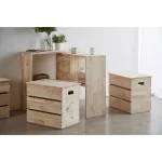 ORE International Mid-Century Modern Natural Wood Storage Box & Multipurpose Bench thumbnail 4
