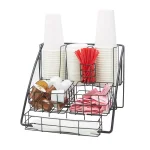 Mind Reader Black Steel Coffee Condiment Organizer - 8 Compartment Breakroom Caddy & Cup Lid Holder thumbnail 1