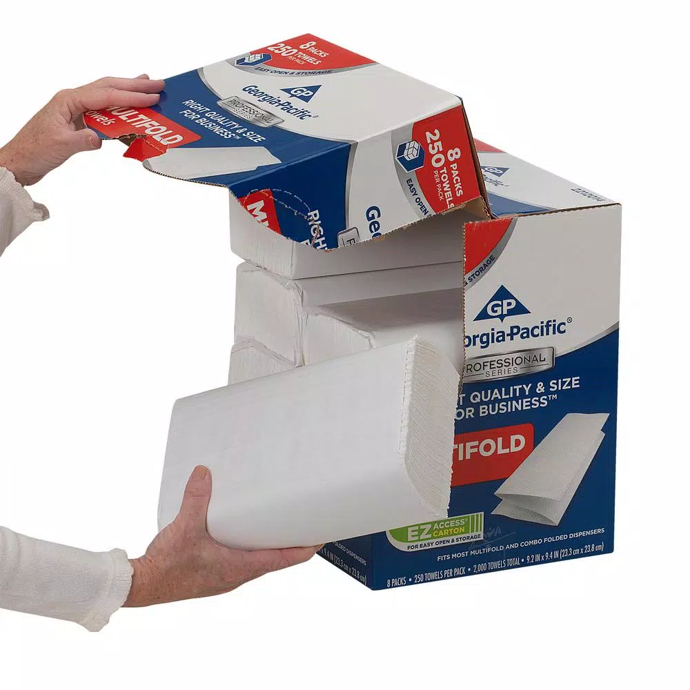 Georgia-Pacific White Premium Multifold Paper Towels, 1-Ply, 250 Count (8-Pack Carton)